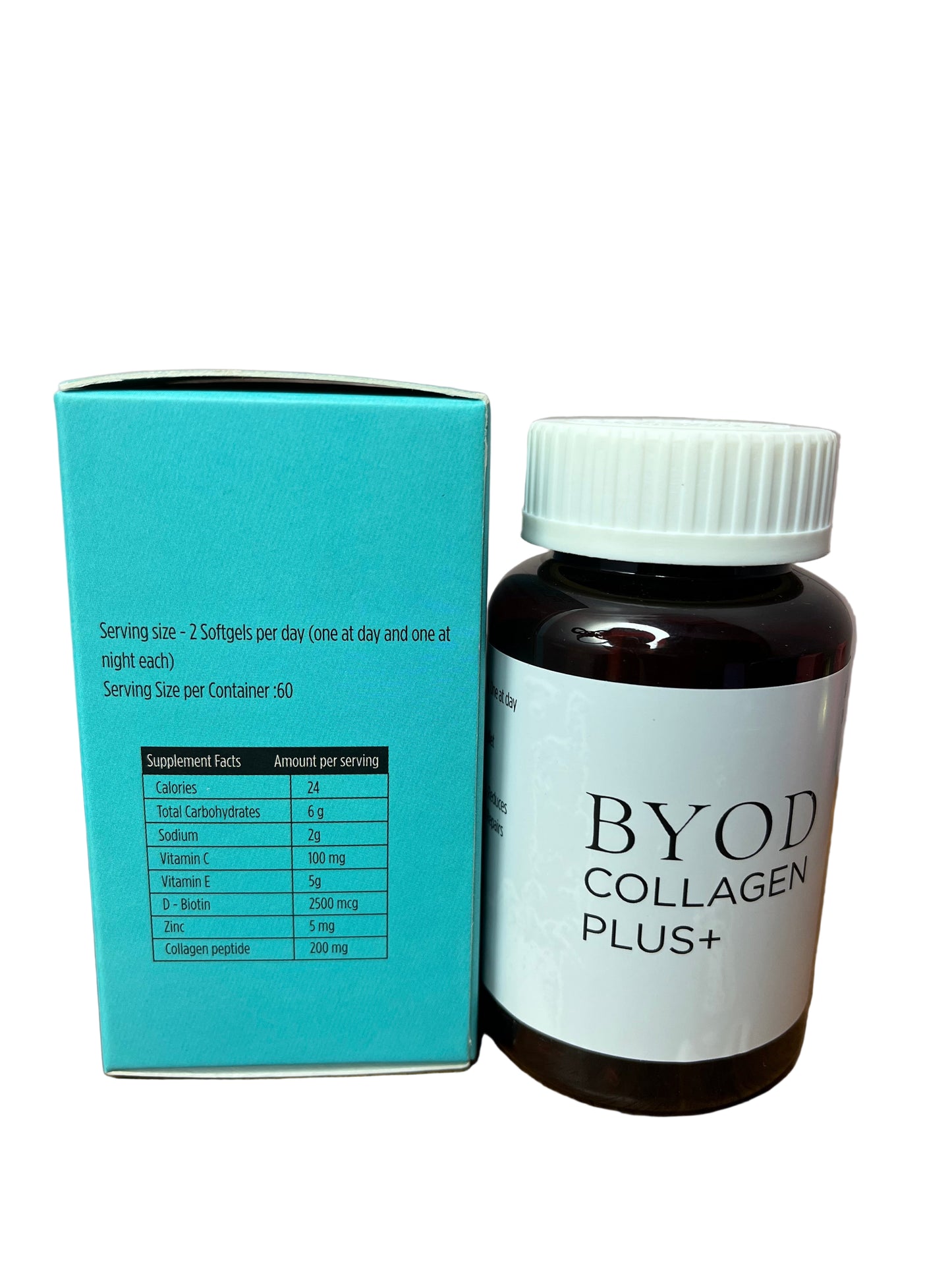 BYOD Collagen Plus capsules(60 capsules)- Best collagen capsules for skin whitening and brighter and smoother skin.