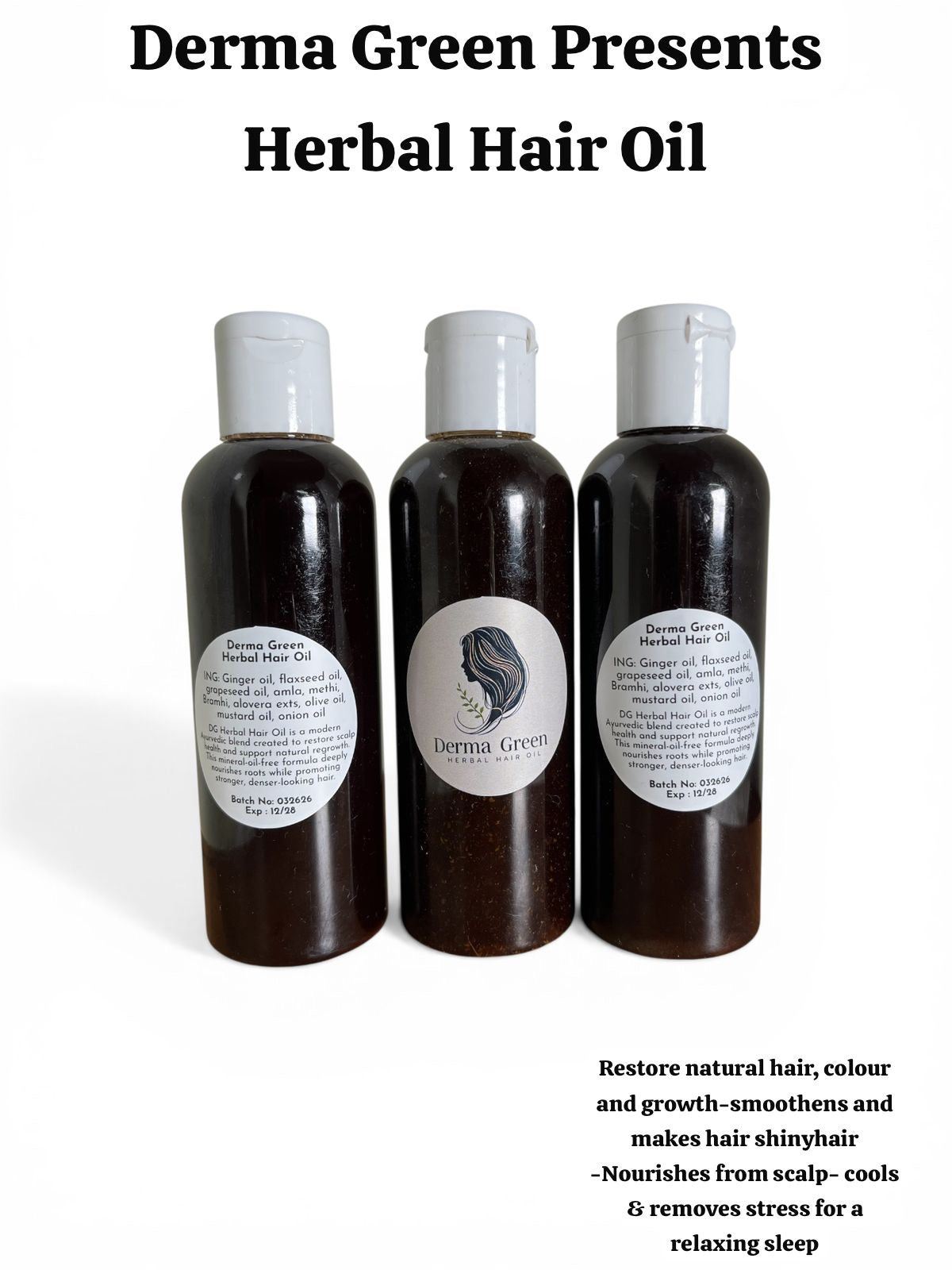 Derma Green Herbal Hair oil- Nourishes the scalp and provides strong and smooth hair